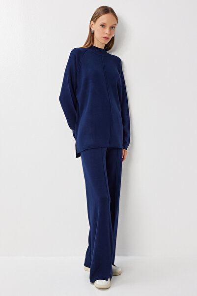 Happiness İstanbul Kadın Lacivert Şık Triko Kazak Pantolon Takım MU00012
