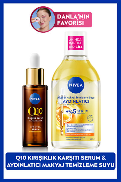 NIVEA Q10 Kırışıklık Karşıtı Çift Etkili Cilt Serum 30ml, Aydınlatıcı Micellar Makyaj Temizleme Suyu 400ml