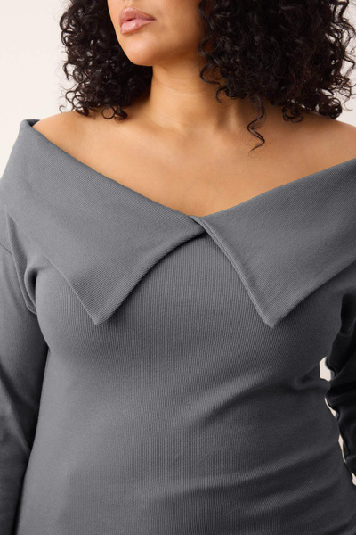 Trendyol Curve Gray Camisole Knitted Plus Size Blouse Tbbaw25Af00024