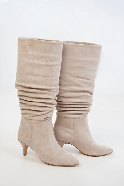 SOHO Μπεζ σουέντ γυναικείες μπότες 20881