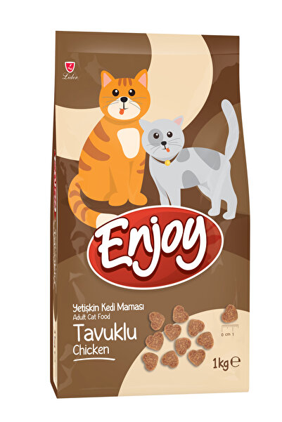 Enjoy Yetişkin Kediler için Tavuklu Tam ve Dengeli Kedi Maması 1 kg + 2 Adet Küçük Mama Kabı