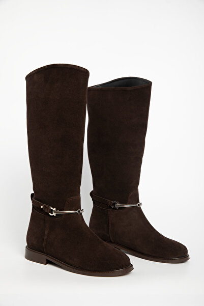 SOHO Γυναικείες μπότες καφέ σουέντ από γνήσιο δέρμα 20131