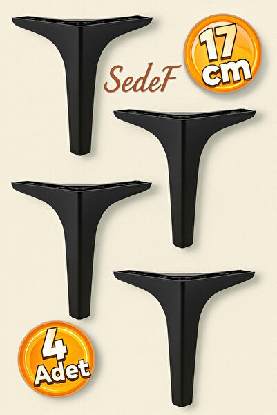 Badem10 Mobilier de lux Sedef Canapea Unitate TV Consolă Picior Fotoliu 17 Cm Picioare Negre 4 Buc