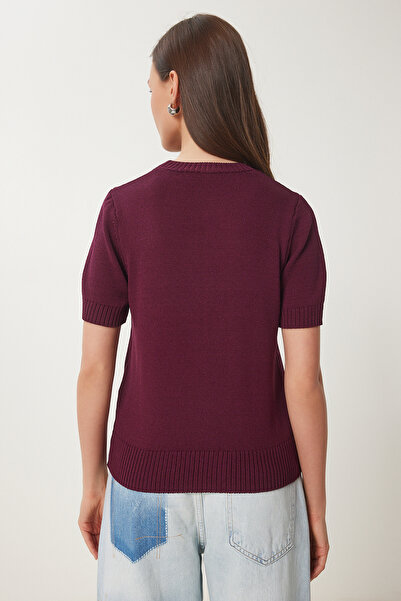 Happiness İstanbul Women's Plum Basic Seasonal Knitwear Blouse Lus0119