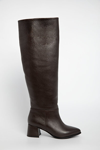 SOHO Γυναικείες μπότες καφέ από γνήσιο δέρμα 20124