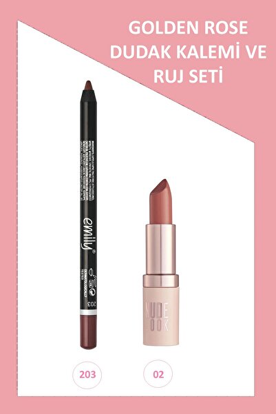 Golden Rose Nude Look Perfect Mat Ruj No : 02 & Emily Dudak Kalemi No: 203