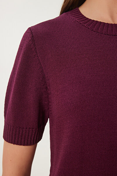 Happiness İstanbul Women's Plum Basic Seasonal Knitwear Blouse Lus0119