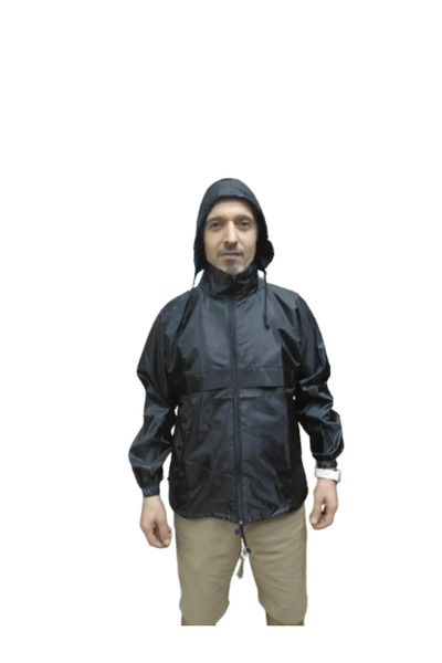 emre spor Αθλητικό αδιάβροχο-αντιανεμικό μαύρο αδιάβροχο με κουκούλα και τσέπες