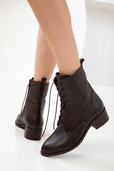 SOHO Kahve Hakiki Deri Kadın Bot & Bootie 19557