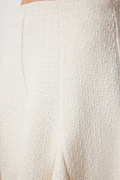 Happiness İstanbul Women's Bone Tassel Tweed Woven Skirt Lus0099