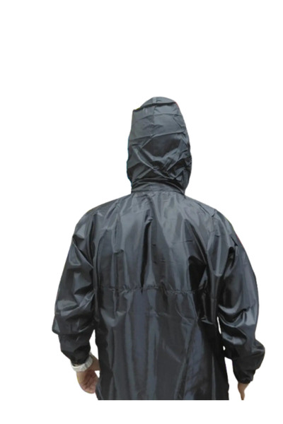 emre spor Αθλητικό αδιάβροχο-αντιανεμικό μαύρο αδιάβροχο με κουκούλα και τσέπες