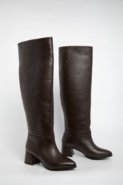 SOHO Γυναικείες μπότες καφέ από γνήσιο δέρμα 20124