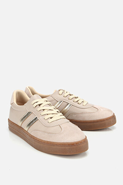 Yaya by Hotiç Kadın Bej Altın Detaylı Rahat Spor Ayakkabı