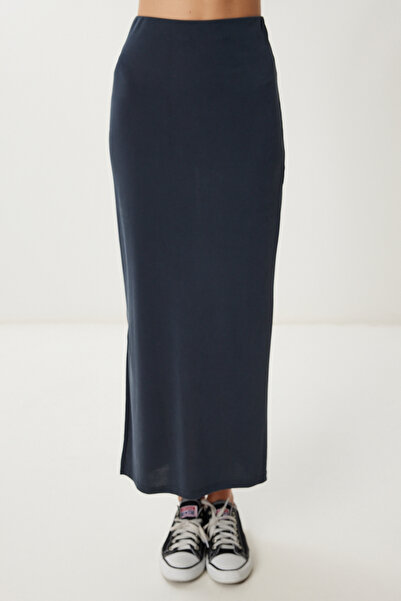 Happiness İstanbul Women's Anthracite Blouse Skirt Modal Set Lub0186