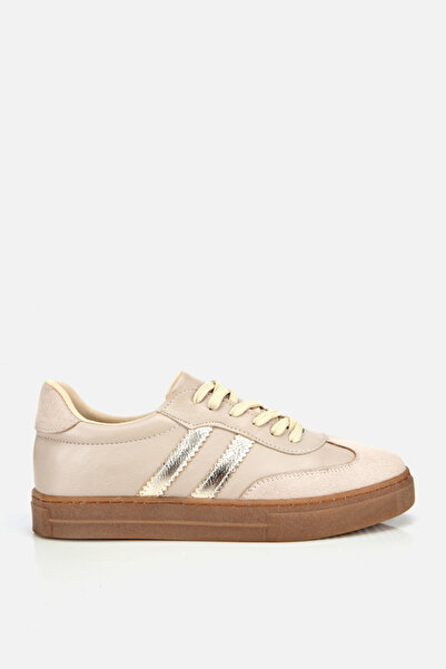 Yaya by Hotiç Kadın Bej Altın Detaylı Rahat Spor Ayakkabı