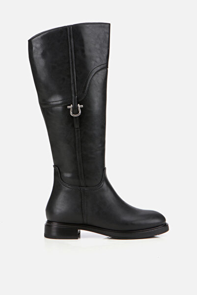 Yaya by Hotiç Γυναικείες μαύρες μπότες ιππασίας με επίπεδη σόλα
