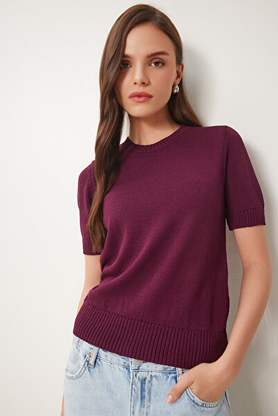 Happiness İstanbul Women's Plum Basic Seasonal Knitwear Blouse Lus0119