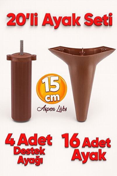 Badem10 20'li Set Aspen Lüks Mobilya Kanepe Koltuk TV Ünitesi Destek Ayağı 15...