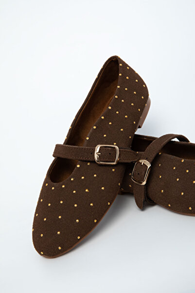 SOHO Brown Suede Genuine Leather Women's Ballerinas 20996