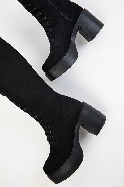 SOHO Μαύρες σουέτ γυναικείες μπότες 20896