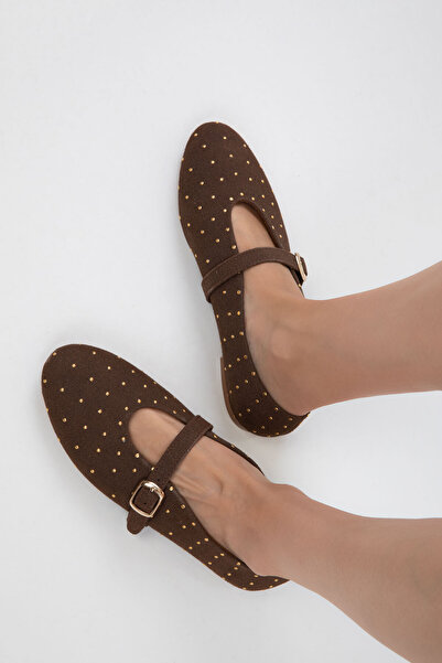 SOHO Γυναικείες μπαλαρίνες καφέ σουέντ από γνήσιο δέρμα 20996