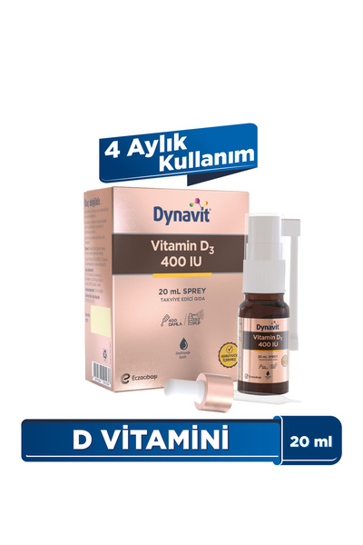 Dynavit Vitamin D3 400 IU (25mcg) 20 mL Sprey - Bağışıklık & Kas & Kemik - D3 Vitamini