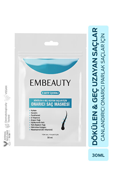 Embeauty 9 Aktifli Aşırı Yıpranmış Ve Dökülen Saçlar Için Hızlı Saç Uzatan Besleyici Onarıcı Saç Maskesi