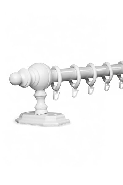 Twins Decorative Beyaz Raysız Ahşap Rustik Perde Askısı - 100 Cm