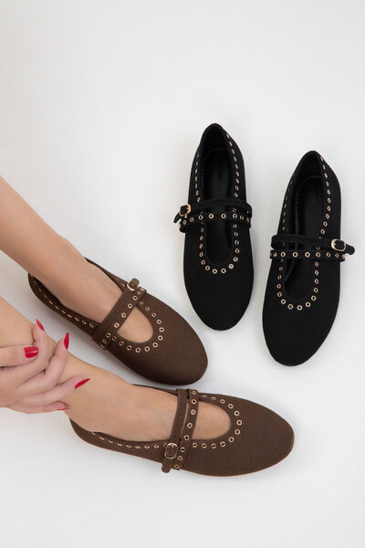 SOHO Brown Suede Genuine Leather Women's Ballerinas 20995