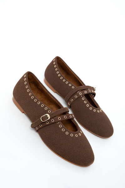 SOHO Brown Suede Genuine Leather Women's Ballerinas 20995