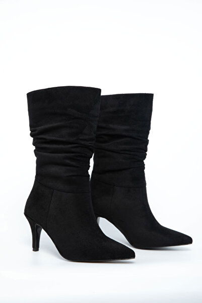 SOHO Μαύρες σουέτ γυναικείες μπότες & μποτάκια 21014