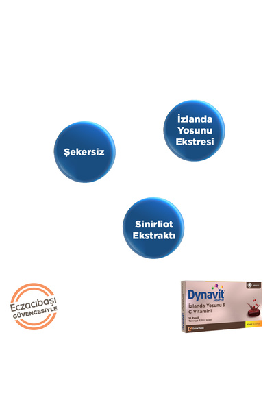 Dynavit Herbal İzlanda Yosunu & C Vitamini 16 Pastil - İzlanda Yosunu, C Vitamini, Sinirliot Ekstresi