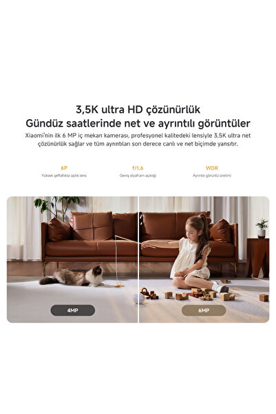 Xiaomi كاميرا ذكية C500 - كاميرا منزلية ذكية بدقة 6 ميجابكسل و3.5K مع خاصية اكتشاف الإنسان والحيوانات الأليفة (مع ضمان شاومي TR)