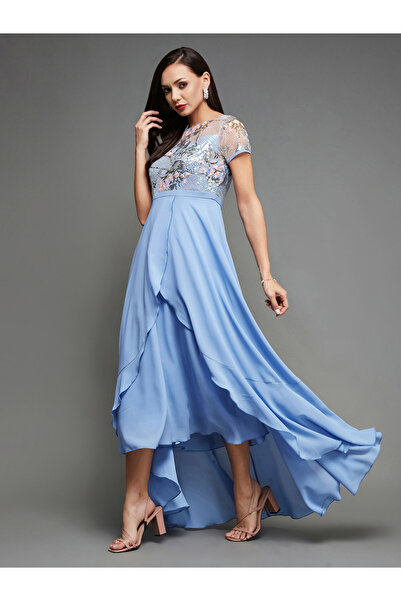 Miss Chase By Styli Embellished High Low Hem Midi Dress