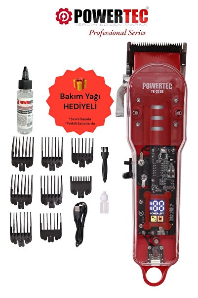 POWERTEC TR-3100 Profesyonel Şarjlı Saç Sakal Tıraş Makinesi ( 9100 RPM )