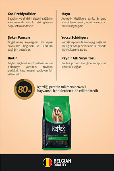 Reflex Plus Hipoalerjenik Mini ve Küçük Irklar için Tavuklu Yetişkin Köpek Maması 3 kg