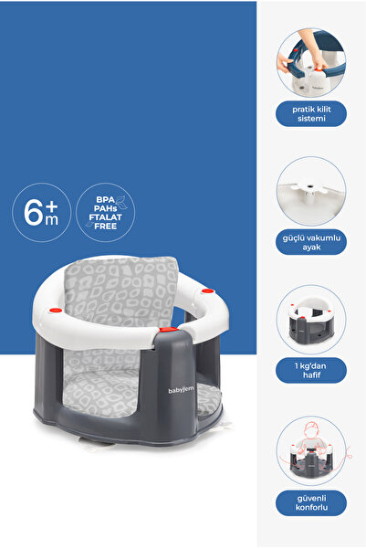 Babyjem Önden Açılır Mama Oturağı & Mama Oturağı Gri Kareli Minder - 2Li Set ...