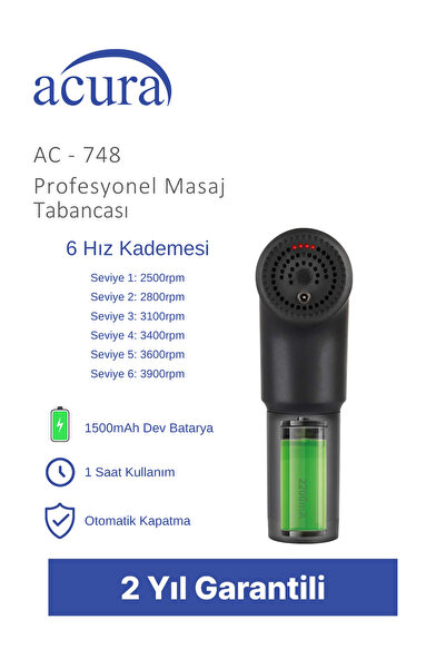 Acura 6 Seviyeli 4 Başlıklı Şarjlı Masaj Aleti Masaj Tabancası
