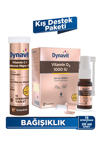 Dynavit C Vitamini & Sambucus Nigra 15 Efervesan Tablet & Vitamin D3 1000 IU Sprey 20 ml