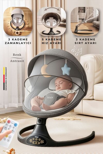 Kiwi Serenity Otomatik Sallanan Ana Kucağı, Uzaktan Kumanda - Bluetooth Müzik...