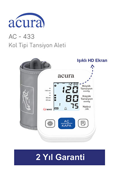 Acura AC-433 Işıklı Ekranlı 198 Hafızalı Koldan Tansiyon Aleti