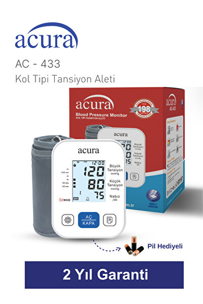 Acura AC-433 Işıklı Ekranlı 198 Hafızalı Koldan Tansiyon Aleti