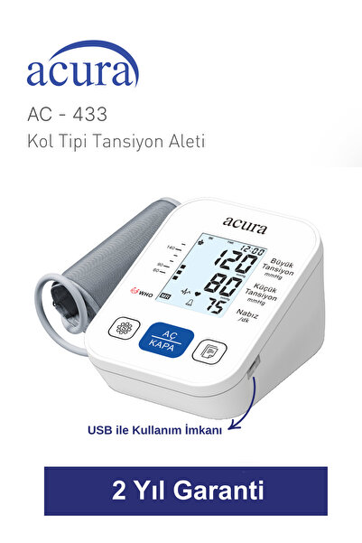 Acura AC-433 Işıklı Ekranlı 198 Hafızalı Koldan Tansiyon Aleti