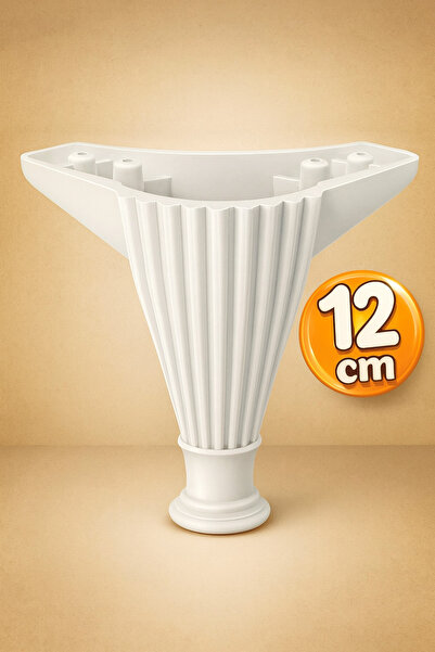 Badem10 Mobilya Kanepe Koltuk Tv Ünitesi Puf Ayağı 12 Cm Beyaz Baza Ayağı Aya...