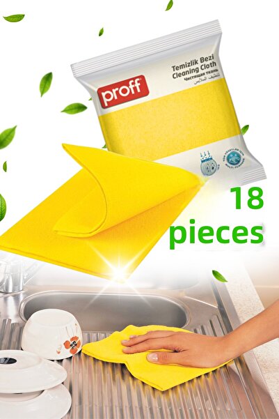 grimorlife 18 Pieces Yellow Cleaning Cloth Bathroom Kitchen Dust Cloth - Durable Long Lasting Car Kitchen Cloth