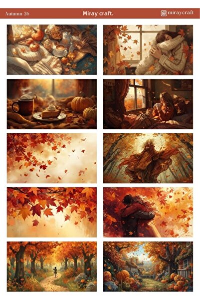 MirayDesign 1 ورقة ملصقات ذات طابع خريفي مقاس 12*17 سم / سكرابوك، مجلة رصاصية...