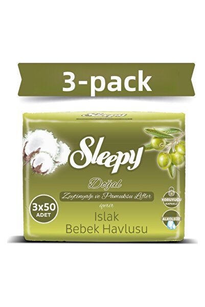 Sleepy مناشف مبللة بزيت الزيتون 3 × 50 قطعة
