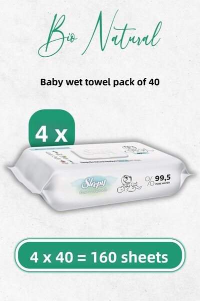 Sleepy منشفة مبللة لحديثي الولادة من بيو ناتشورال 40 × 4 قطع (160 ورقة)