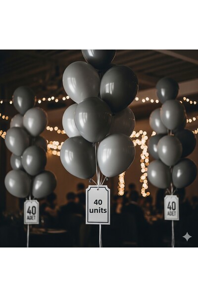 partylady مجموعة من 40 بالونًا رماديًا - مثالية للحفلات المتوسطة الحجم، مع قو...