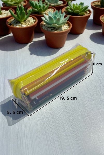 Togin Yellow, Transparent Pvc Pencil Case Single Compartment Transparent Pen Holder Yellow Color Pen Holder